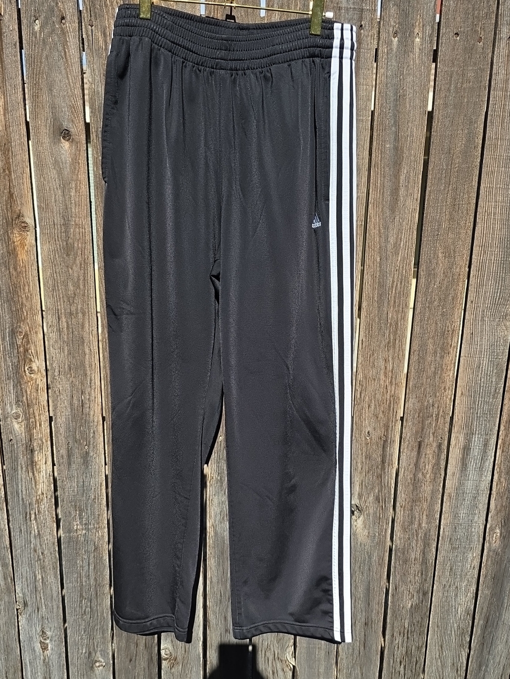 adidas 2007 Y2K High Waisted Black Track Pants with White Side Stripes Small